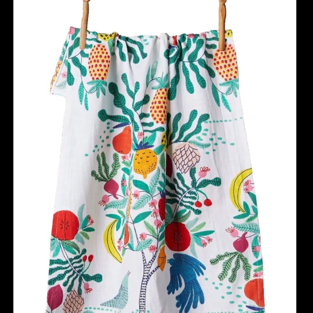 Anthropologie Vibrant Colorful Fruit Tree Towel 28x21 Sold Out Screen-Print NWT